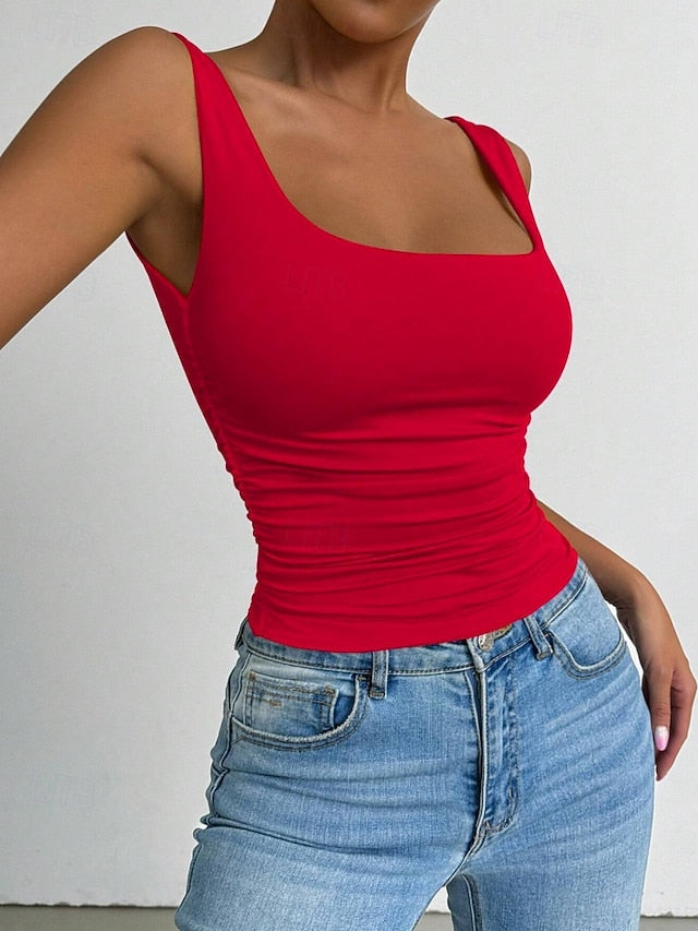 Women's Camisole Tank Top Solid Color Stylish Casual