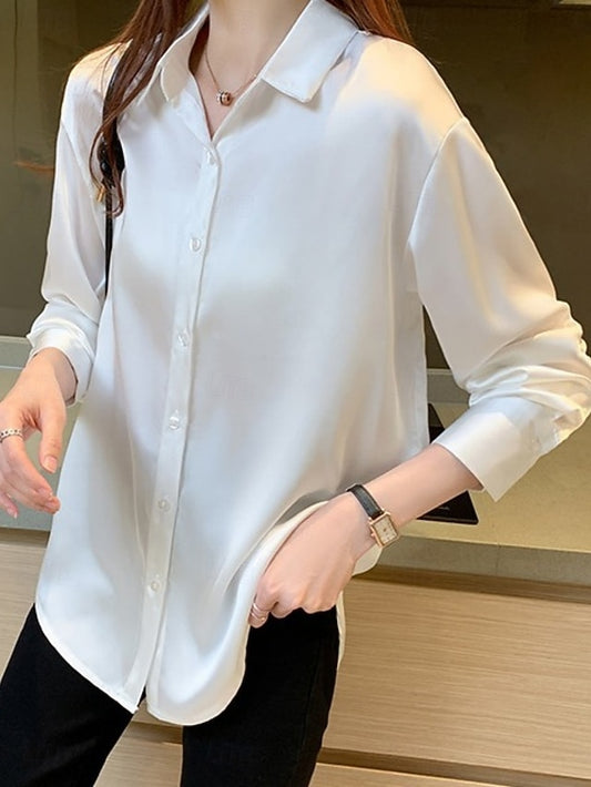 Women's Blouse Buttons Solid Color Elegant Daily Stylish
