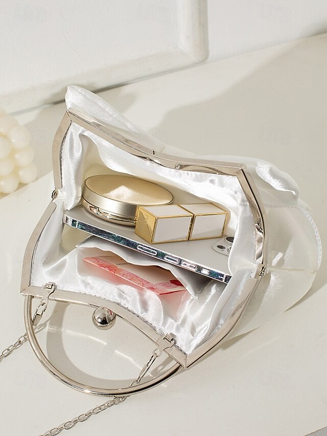 Satin Bow Women's – Pearl Evening Elegant Clutch Bag