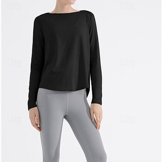 Women's Yoga Top Crew Neck Quick Dry Lightweight Breathable