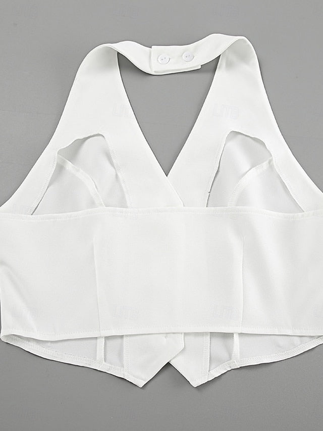 Women's Two Piece Sets Vest Shorts Sets Sleeveless Halter