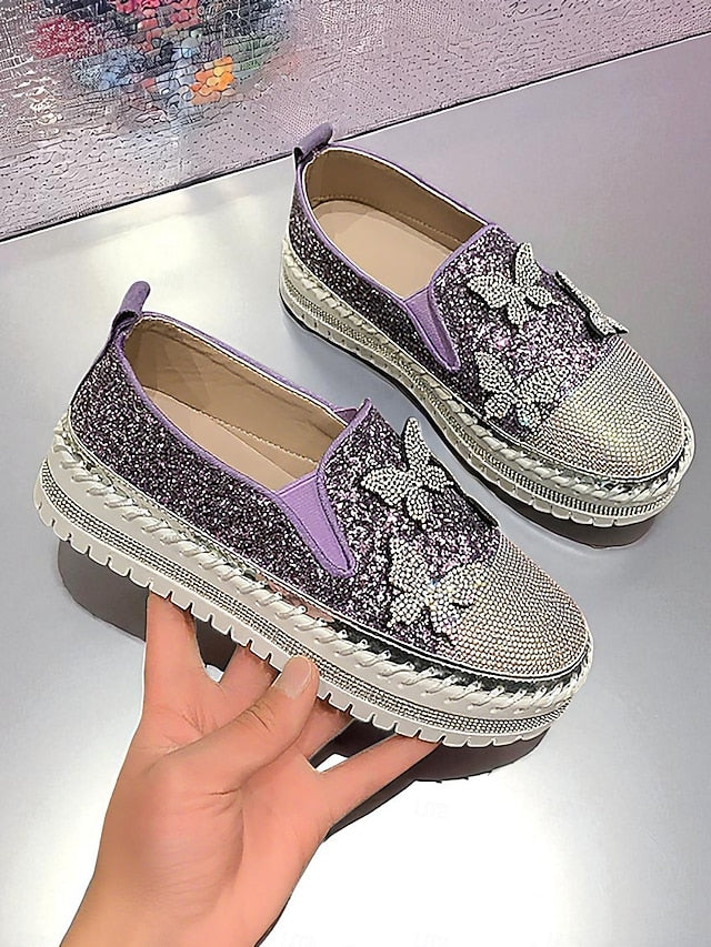 Slip-On with Purple Platform Glitter Women's Sneakers