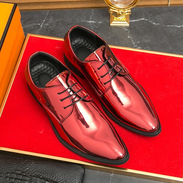 Lace-Up Formal Patent Men Shoes – for Glossy Leather Green