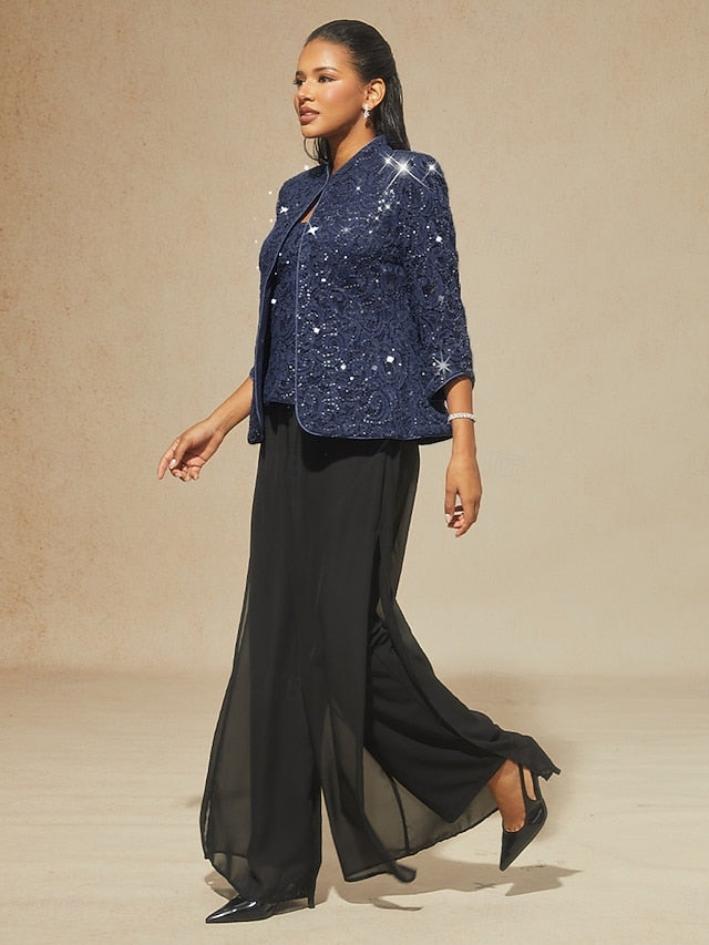 Women's Dressy Tops Twinset Sequins Rhinestone Animal