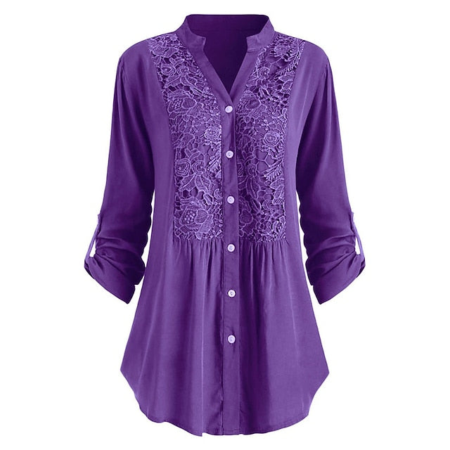 Women's Shirt Lace Shirt Tunic Shirts Blouse Elegant