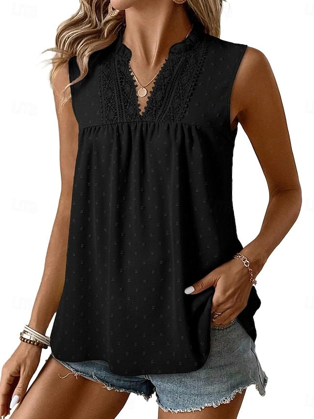 Women's T Shirt Tee Top Lace Patchwork Plain Fashion