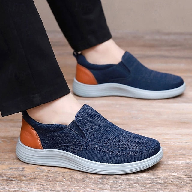 Stretch Sneakers – Knit Breathable Navy Slip-On Men's