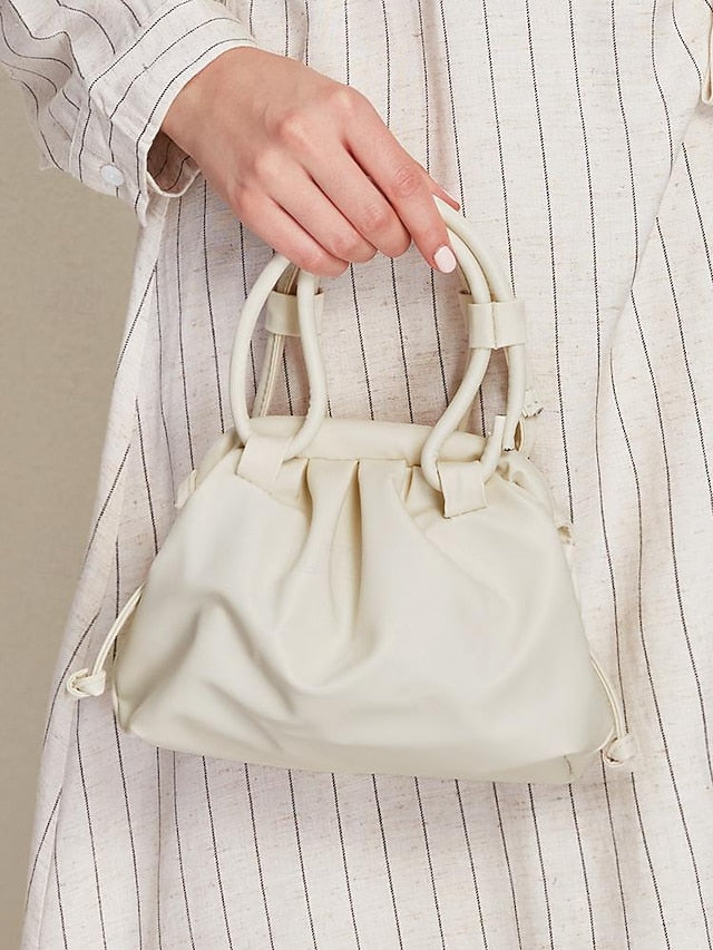 Elegant Women's Handbag Closure Cream Drawstring with –