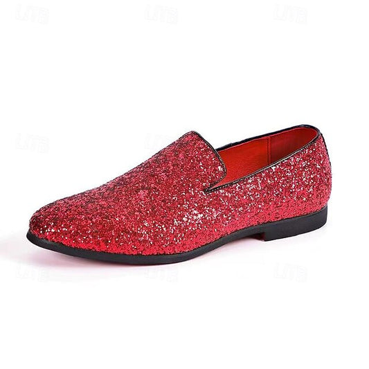 Loafers On Slip Glitter Red - Men's