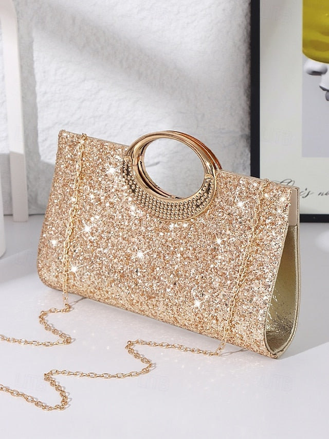 with Silver Women's Evening Clutch Bag Glitter Gold