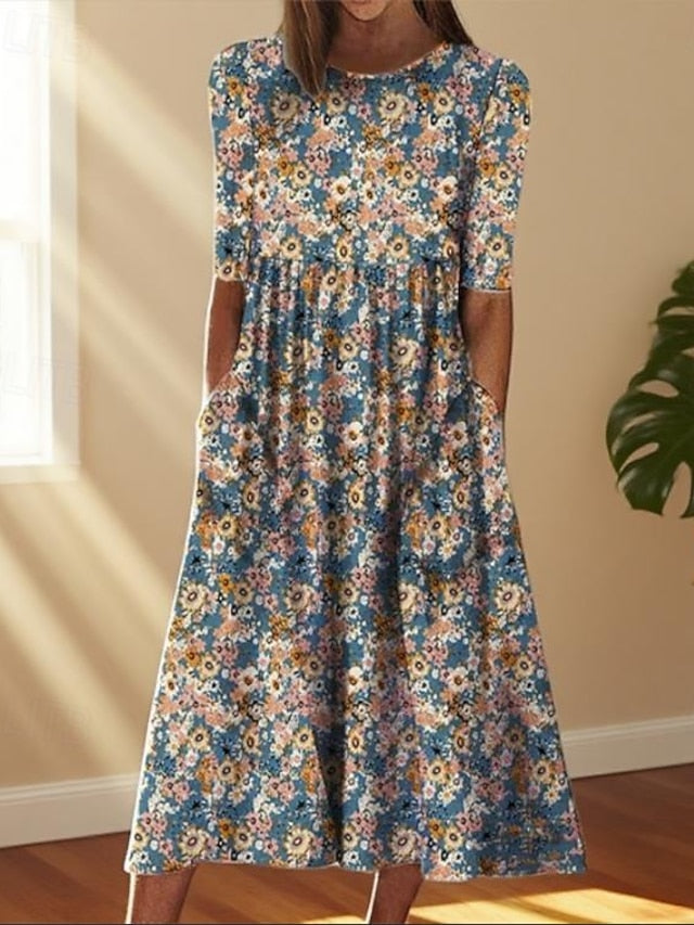 Women's Midi Dress Casual Dress Print Dress Basic Romantic