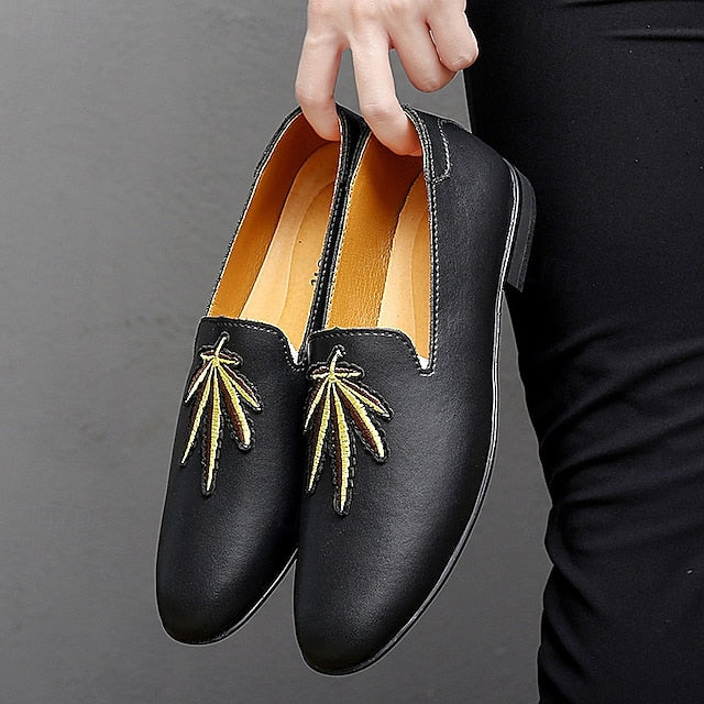 Faux Leather Loafers with Feather - Prom Men's White Shoes