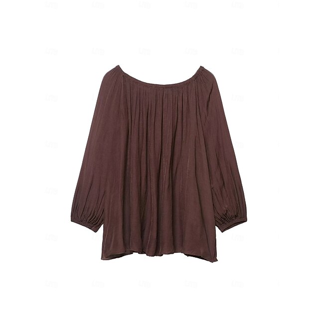 Women's Cold Shoulder Tops T Shirt Side Split Pleats Solid