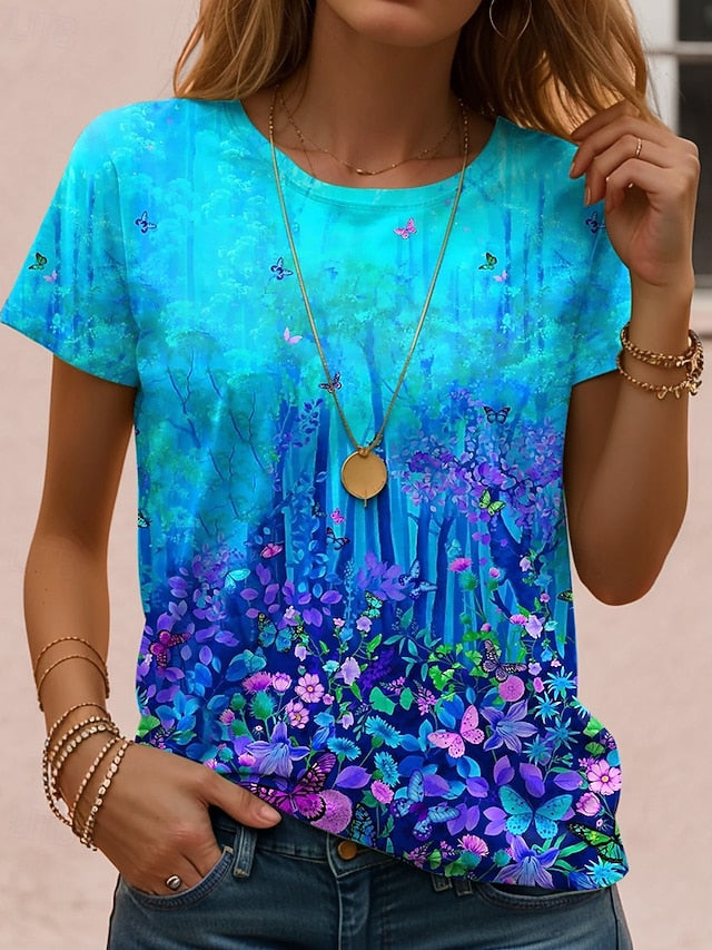 Women's T Shirt Floral Graphic Plants Vintage Stylish