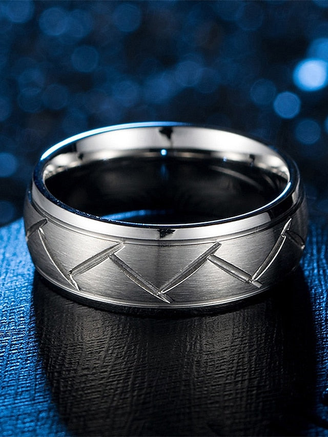 Modern Steel Men's Pattern Stainless Geometric – Rings