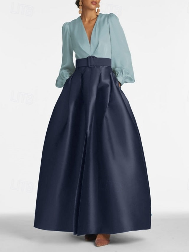 Evening Dress Floor A-Line High Gown Formal Split Wedding Guest