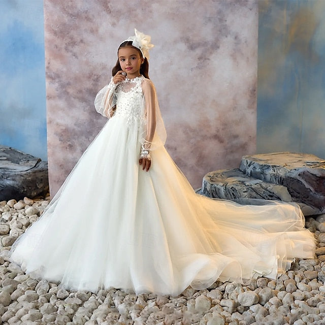 Kids Color Solid Girls' Dress Party First Communion