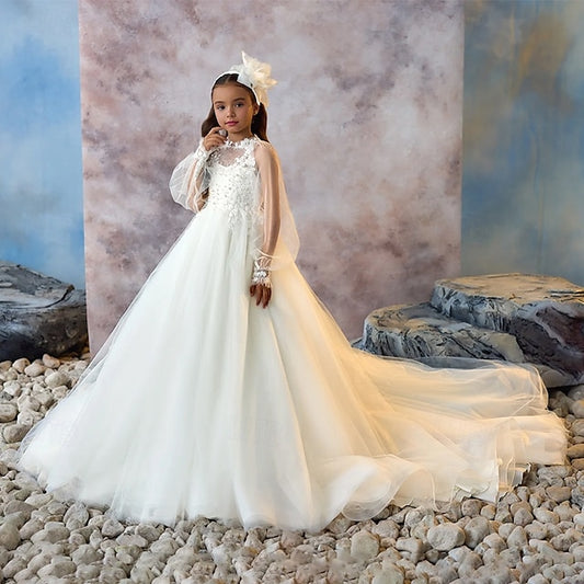 Kids Color Solid Girls' Dress Party First Communion