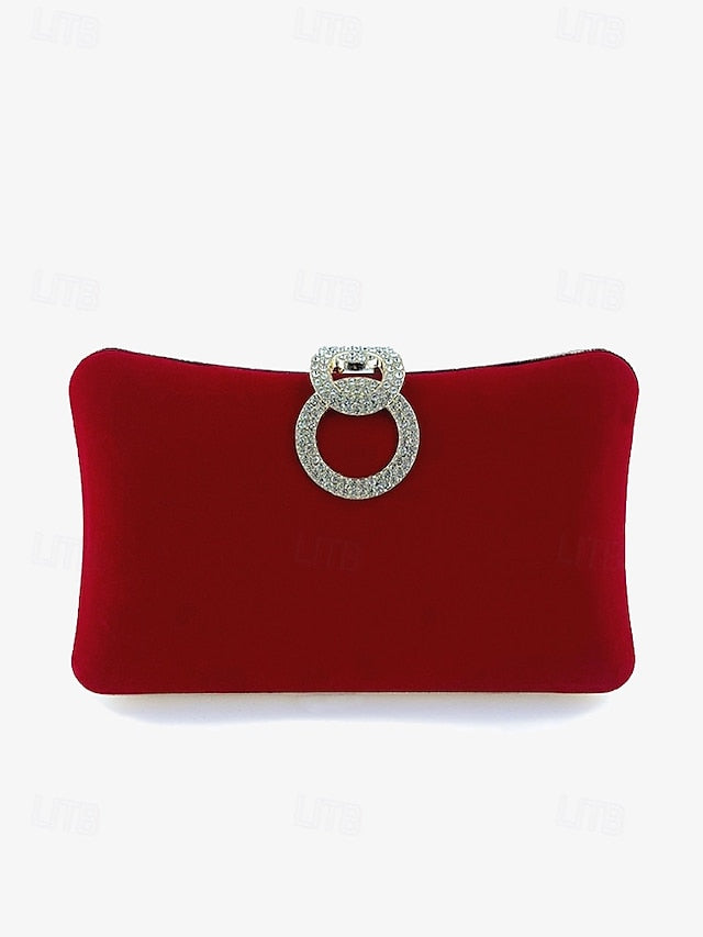 Ring Bag Clutch Velvet Rhinestone Women's with Elegant Blue