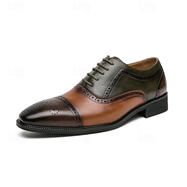 Shoes Wingtip – Leather Black and Men's Faux Oxford Brown