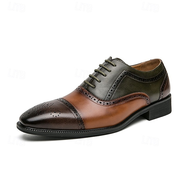 and Men's Faux Wingtip Oxford Brown Leather – Shoes Black
