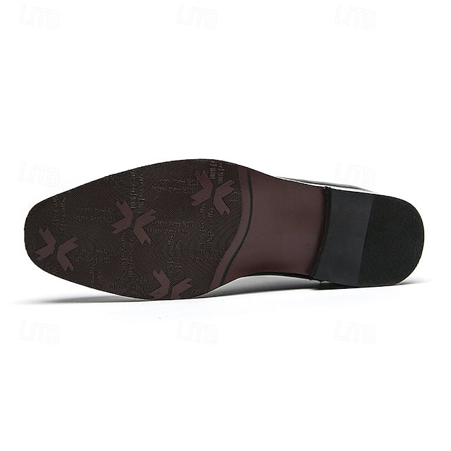 Brown Classic Faux – Men's Oxford Shoes Leather Brogue