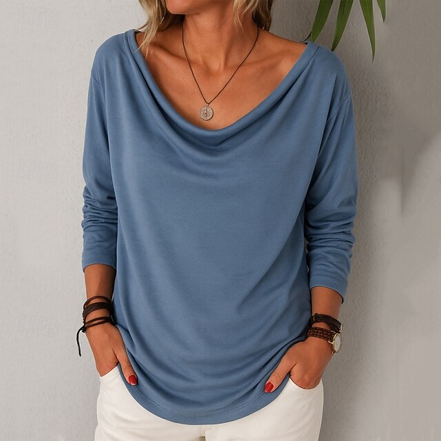 Women's T Shirt Faux Cotton Linen Tee Top Plain Fashion