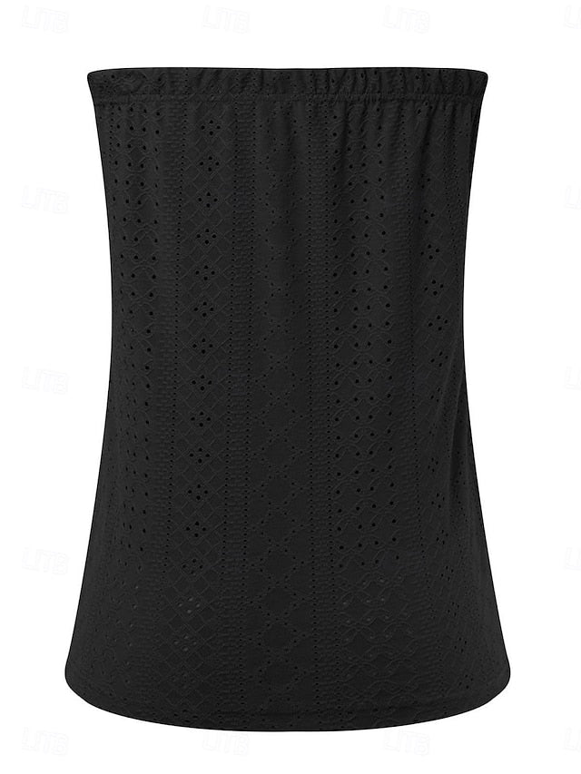 Women's Tubetop Eyelet Solid Color Daily Casual Sleeveless