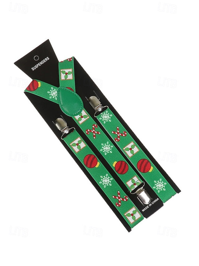 Men's Suspenders Snowman Christmas with
