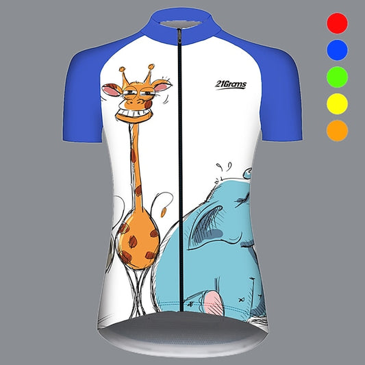 Women's Cycling Jersey Animal Elephant Giraffe Short Sleeve