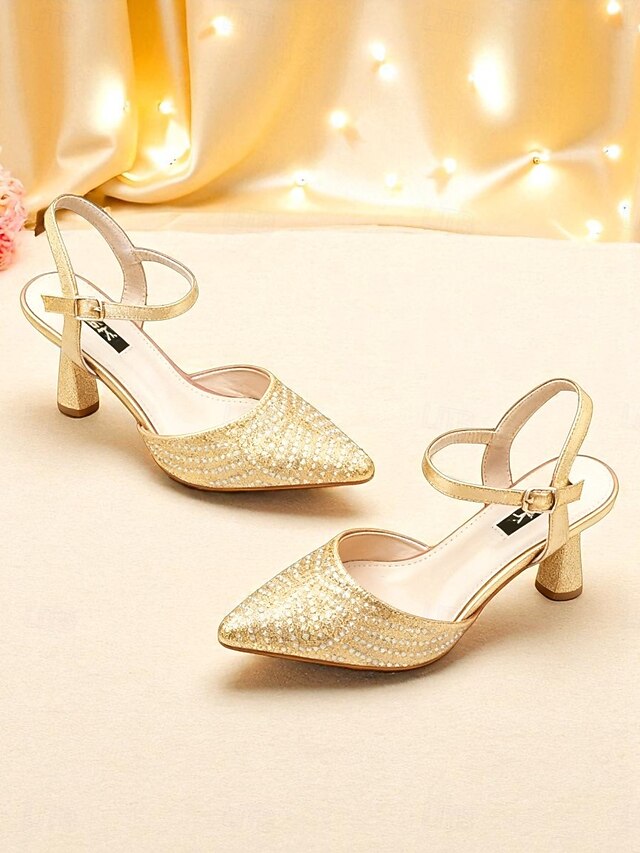 Pointed Slingback Red Toe Women's Heels Rhinestone