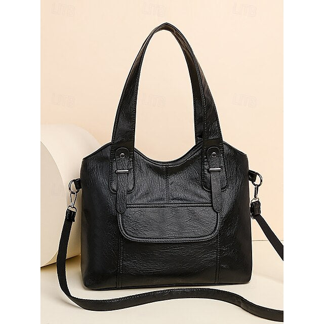 Bag Women's Vintage Dual Faux Tote with Leather Brown