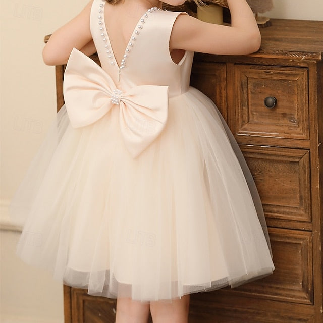 Kids Sleeveless Party Dress Wedding Girls' Color Solid