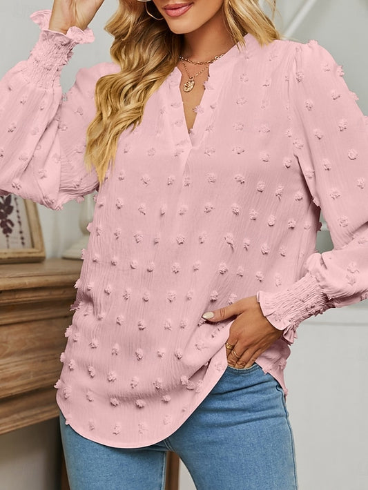 Women's Popover Shirt Casual Shirt Blouse Ruched Solid