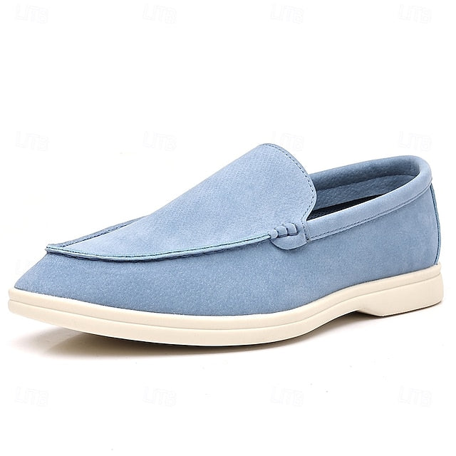 Blue – Faux Men's Loafers Slip-On Light Breathable Casual