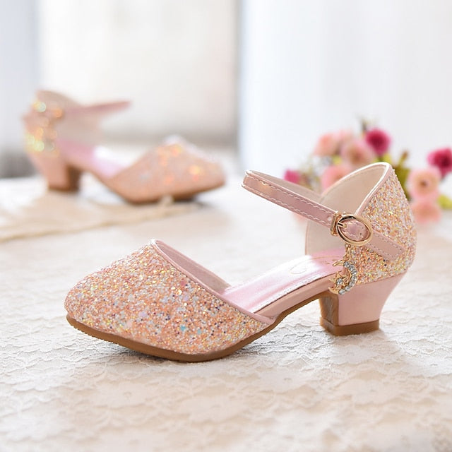 Party Glitters Girls' Heels Little PU Princess Rubber Shoes