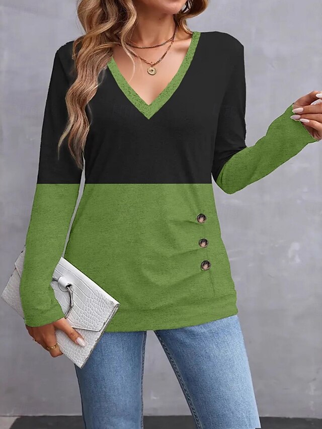 Women's Blouse Buttons Solid Color Stylish Casual Beach