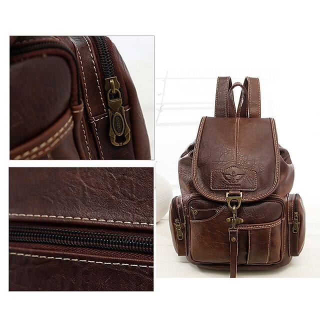 Women's with Backpack Vintage Leather Pockets Faux Multiple