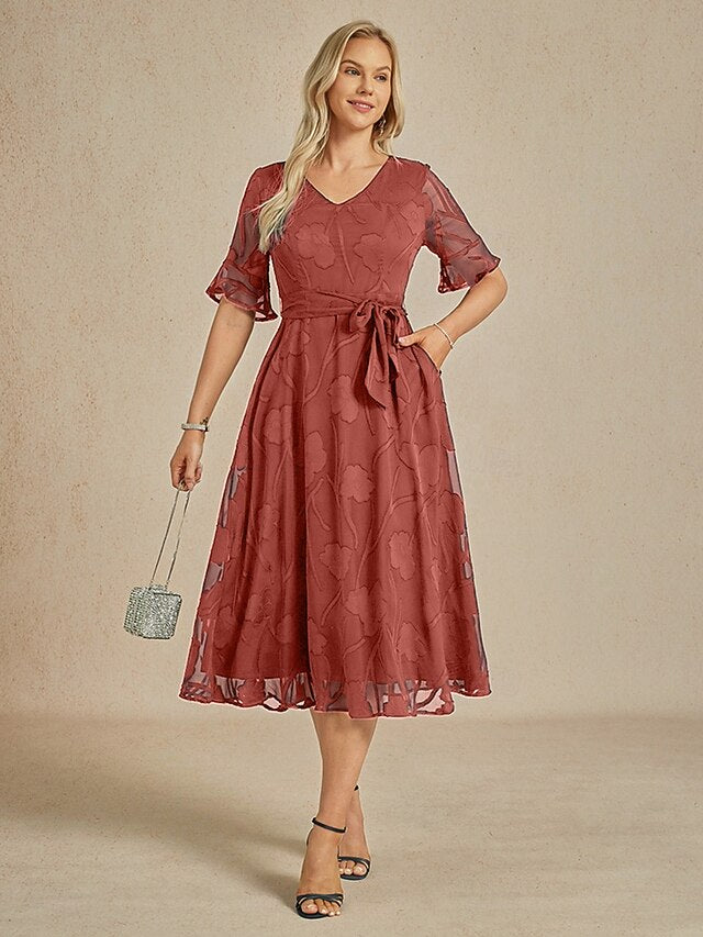 Women's Midi Dress Chiffon Dress Elegant Vacation Wedding