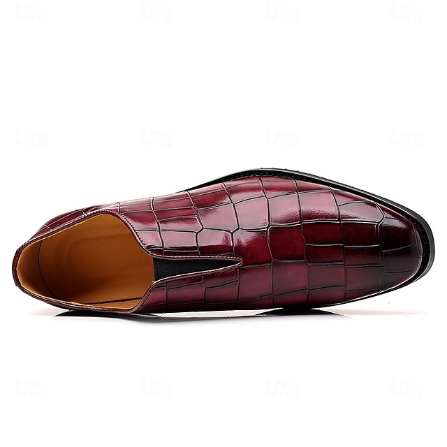 – Shoes Pattern Slip-On Burgundy Men's Crocodile