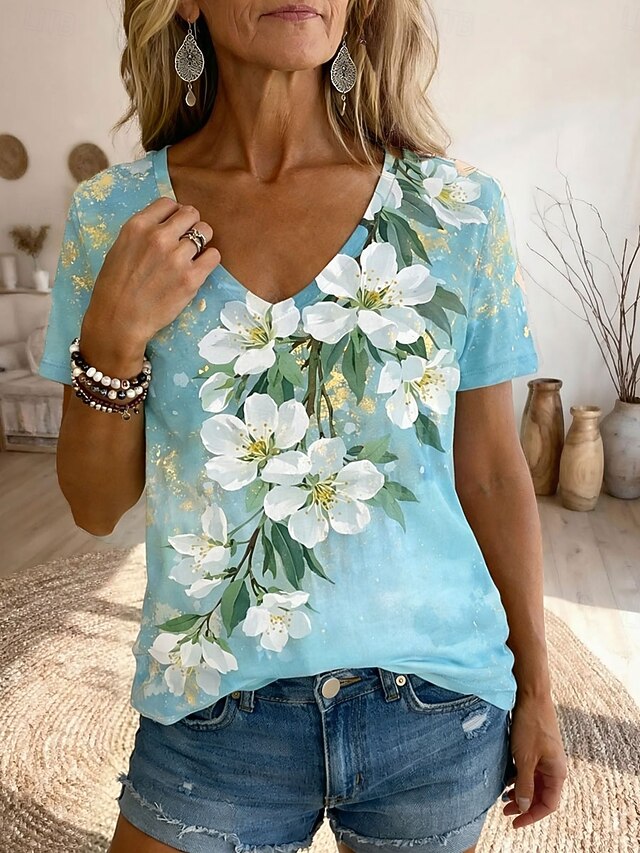 Women's T Shirt Print Floral Graphic Plants Bohemia Vintage