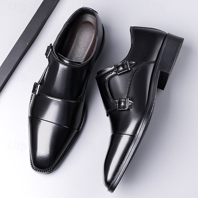 Men's Strap Elegant Double Leather Shoes – Monk