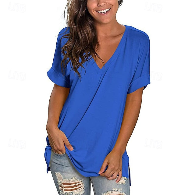 Women's T Shirt Tee Top Solid Color Graphic Plain Fashion