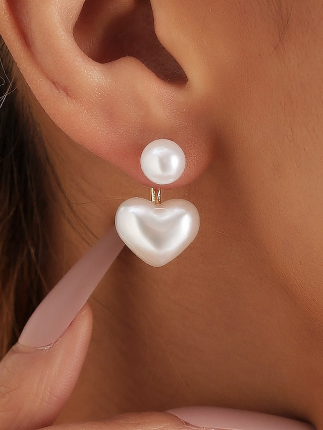 Minimalist Earrings Elegant Romantic Heart-Shaped Drop Pearl –