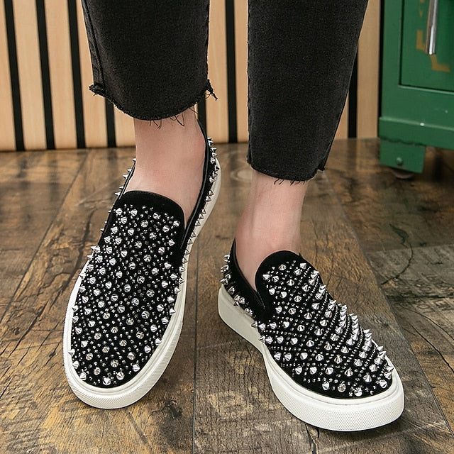 with Men's Elegant Black Pearl - Detailing Shoes Slip-On