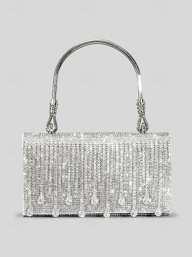 Silver Chain with Crystal Evening Elegant Women's Handbag