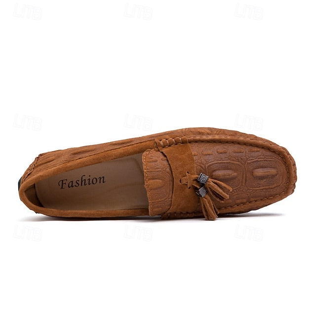 Men's Loafers Tassel with Suede Faux and Detail Brown
