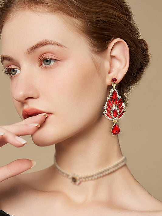 Crystal Drop Earrings Women's Emerald – Green