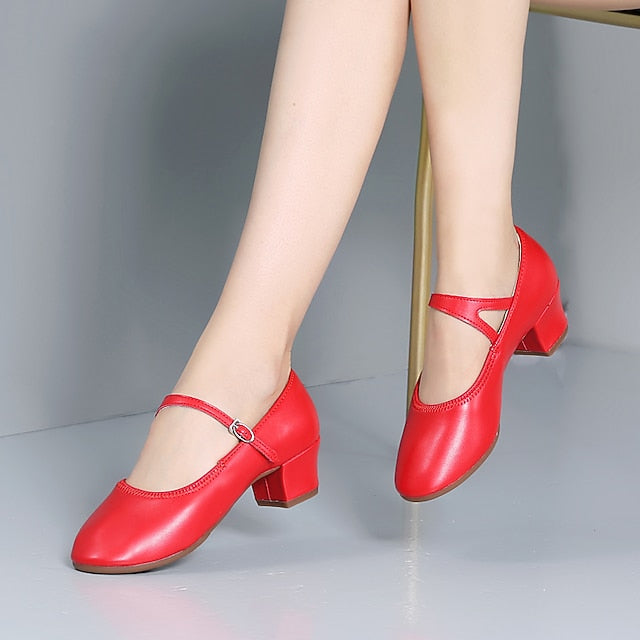 Gold Heel Dance Jane with Buckle Low Shoes Mary Women's