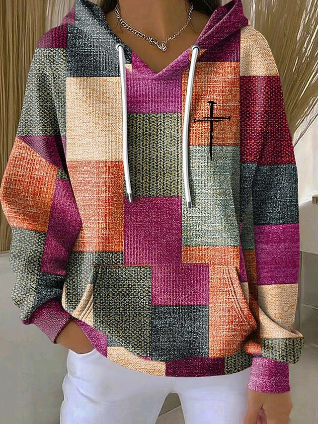 Women's Pullover Hoodie Sweatshirt Graphic Geometric Warm
